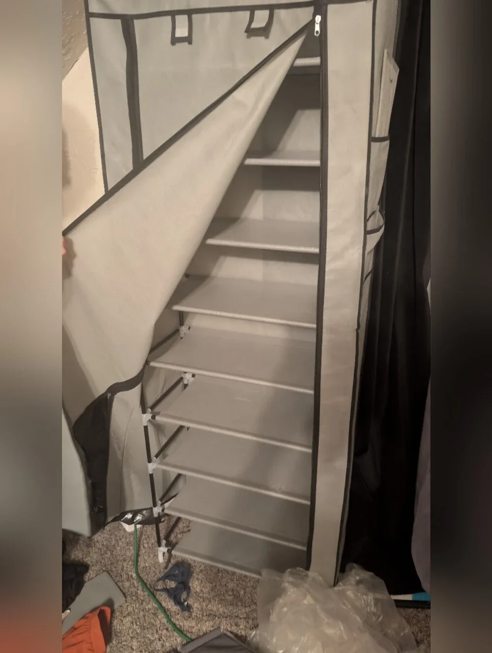 2 Gray Hanging/1 Self Standing Closet Organizer -